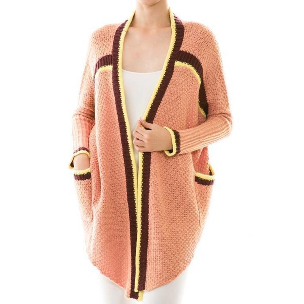 Umgee | Oversized Wrap Sweater M/L Draped Boho Crochet Chunky Swing Cardigan